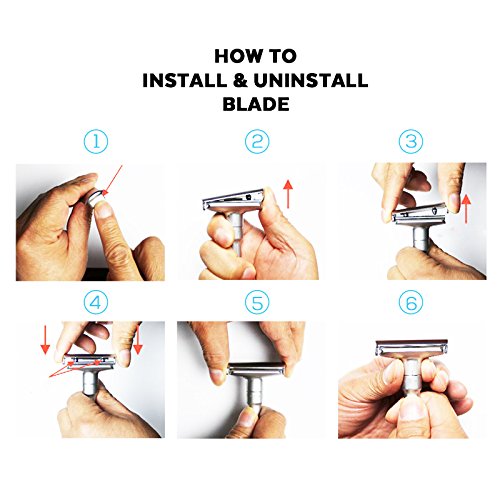 Rasoio da barba di sicurezza da uomo, River Lake RZ700 lungo manico in acciaio regolabile doppio bordo rasoio di sicurezza classico RZ700 con manicotto protettivo