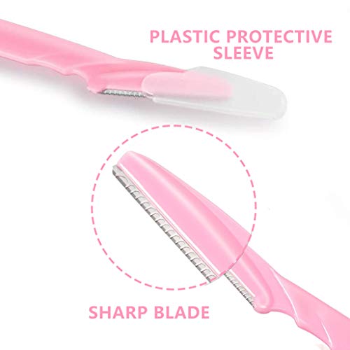 Rasuradoras de cejas, Navajas de cejas, Depilatorio portátil facial con cubierta de precisión para mujer y hombre(18 Piezas)