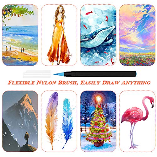 RATEL Rotuladores Acuarelables incluye 36 plumas de pincel de acuarela con punta de pincel de nylon flexible, 2 pluma de pincel de agua