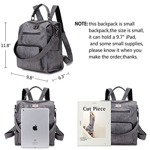 RAVUO Mochila Mujer Cuero,Mini Mochilas cuero o Niñas Mochila de Moda Bolso de Escuela de 3 Maneras de Viaje Gris