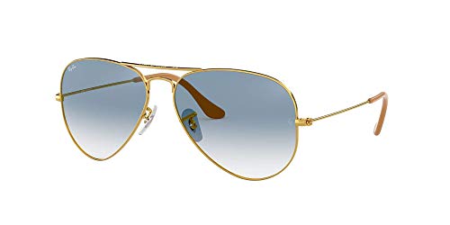 Ray-Ban Aviator gafas de sol, Dorado (Marco: Dorado, Lente: Dark Blu 001/3F), 58 para Hombre
