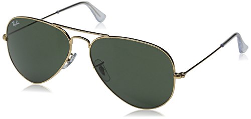 Ray-Ban Classic Aviator Sunglasses Arista Gold Crystal Green 58 Crystal Green