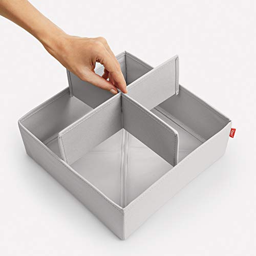 Rayen - Organizador de cajones plegable compuesto por 6 cajas de ordenación de ropa en diferentes tamaños. 2 cajas 14 x 14 x 10cm, 2 cajas 14 x 28 x 10 y 2 cajas 28 x 28 x 10. Gris Claro