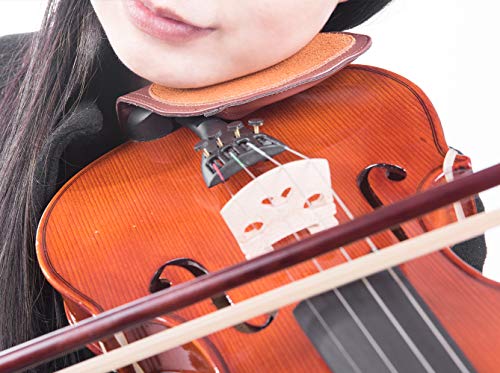 Rayzm Barbada de Cuero de Oveja para Violín, Almohadilla para el Hombro para Violines Tamaño 4/4 y 3/4, Sólo Diestros. Hombrera Extraible de Barbada, Cómoda e Hipoalergénica.