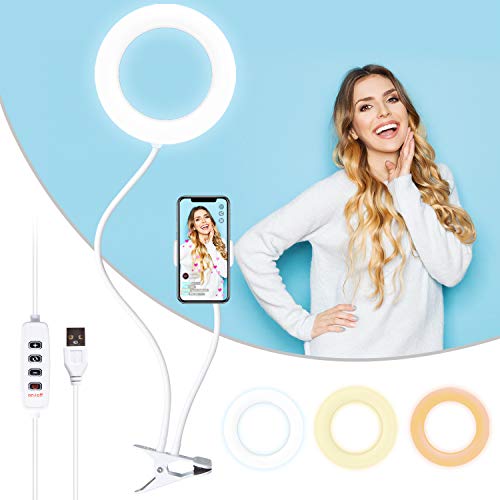 RE Aro de Luz led Anular 6 Pulgadas para Selfie, Anillo de luz de Mesa para maquillajes iluminacion fotografia Ring Light Flashes Macro y anulares Foco movil para Grabar Videos moviles Selfie