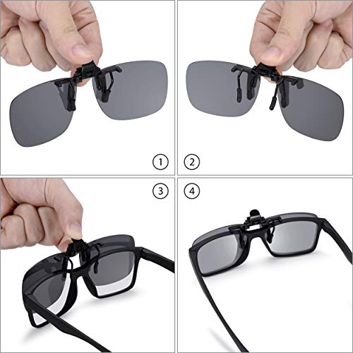 Read Optics Clip-On Sunglasses: Gafas de Sol con Clip Flip-Up para Gafas Graduadas de Hombre y Mujer. Lentes Polarizadas UV400 Protección 100% UV - en Gris Humo, Sin Montura, de Policarbonato