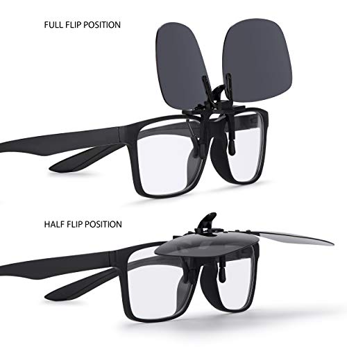 Read Optics Clip-On Sunglasses: Gafas de Sol con Clip Flip-Up para Gafas Graduadas de Hombre y Mujer. Lentes Polarizadas UV400 Protección 100% UV - en Gris Humo, Sin Montura, de Policarbonato