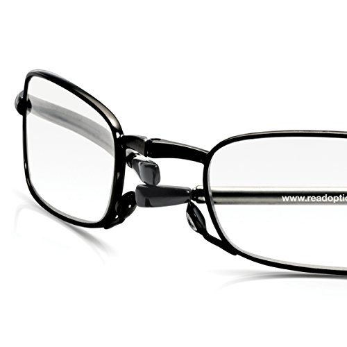 Read Optics Gafas de Lectura Plegables de Bolsillo con Estuche Incluido- Para Hombres/Mujeres de Marco Completo en Negro/Gris - Lentes Graduadas +1.5