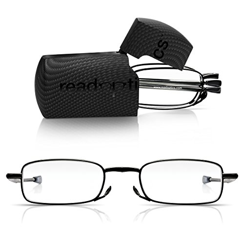 Read Optics Gafas de Lectura Plegables de Bolsillo con Estuche Incluido- Para Hombres/Mujeres de Marco Completo en Negro/Gris - Lentes Graduadas +1.5