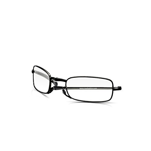 Read Optics Gafas de Lectura Plegables de Bolsillo con Estuche Incluido- Para Hombres/Mujeres de Marco Completo en Negro/Gris - Lentes Graduadas +1.5