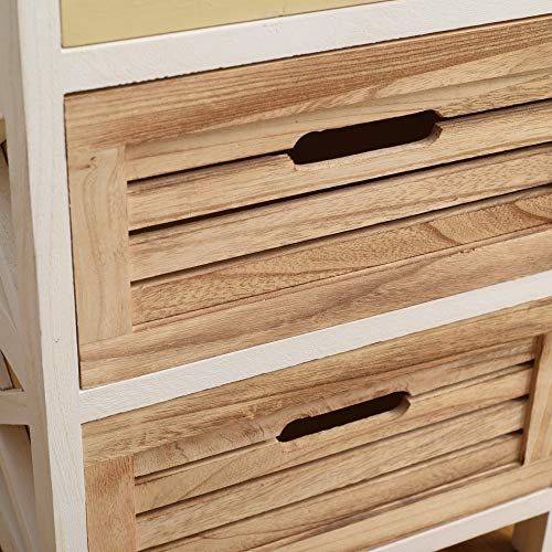 Rebecca Mobili Cómoda Mesilla de Noche 3 Cajones Madera Blanca Beige Casa de Campo Retro Dormitorio Bano - Medidas: 56 x 35 x 25 cm (AxANxFON) - Art. RE4340