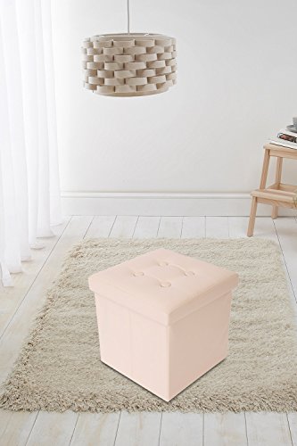 Rebecca Mobili Puf contenedor Beige, taburte cúbico Moderno, reposapiés para Oficina, Muebles para el hogar - Medidas: 30 x 30 x 30 cm (AxANxF) - Art. RE4636