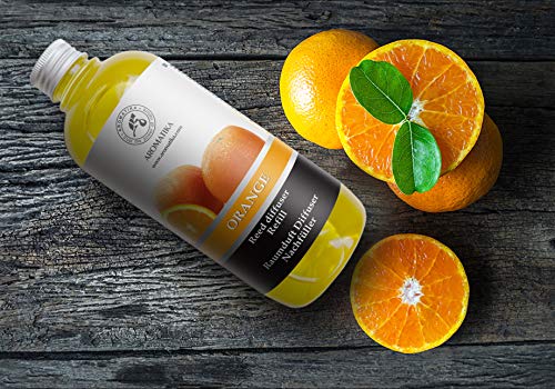 Recambio de Difusor de Caña Naranja 500ml - Difusor de Fragancia de Habitación - Mejor para Aromaterapia - Spa - Hogar - Cocina - Baño - Oficina - Fintess - Club - Restaurante - Boutique