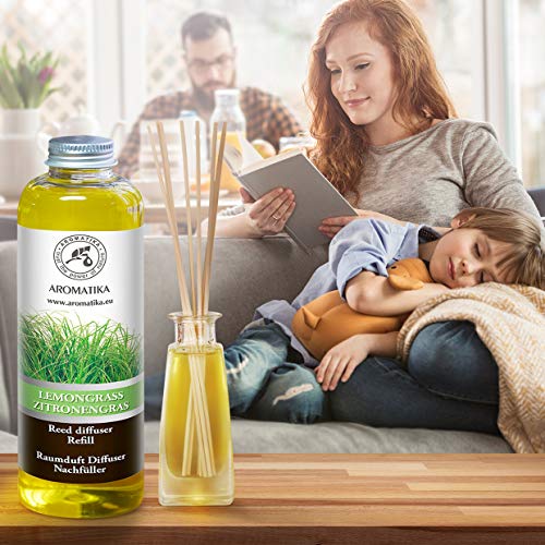 Recambio Difusor Lemongrass 200ml - Aceite 100% Puro y Natural Limoncillo - Fragancias de Duraderas - 0% Alcohol - Mejor para Aromas Naturales - Ambientador de Ambiente - Difusor de Varillas