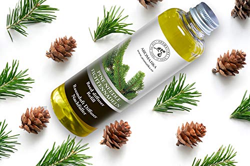 Recarga del Difusor de Caña de Agujas de Pino 200ml - 100% Puro y Natural - 0% Alcohol - Set de Fragancia Ambiental para Aromatizar el Aire Interno para Cuartos - Baños - Hogares - Restaurantes