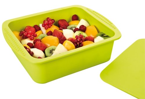 Recipiente silicona para cocinar papillote, Recetario de obsequio – color verde, rectangular – tamaño familiar – para horno y microondas – capacidad de 2,5 litro - Garantía Ibili