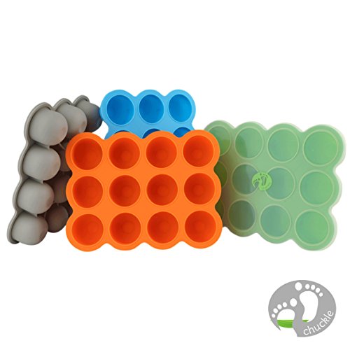 Recipientes Molde para Comida de Bebé con Tapa (12 Porciones de 75 ml) - Silicona Premium, Sin BPA y Aprobada por la FDA| Ideal para el Destete, Conservación, Congelar Porciones Purés Papillas Sopas.