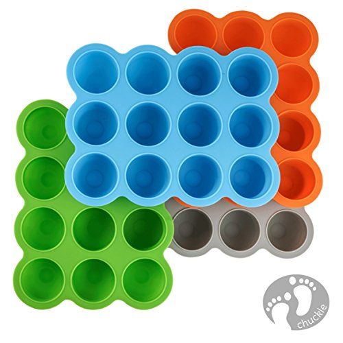 Recipientes Molde para Comida de Bebé con Tapa (12 Porciones de 75 ml) - Silicona Premium, Sin BPA y Aprobada por la FDA| Ideal para el Destete, Conservación, Congelar Porciones Purés Papillas Sopas.