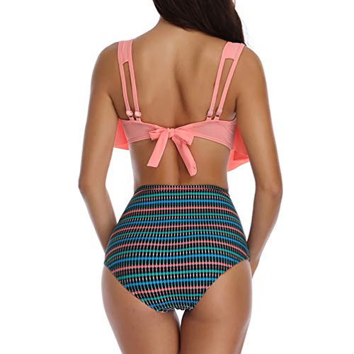 Reciy - Traje de baño para mujer, bikini con top de cuello halter y bragas de talle alto A-10. 44 ES/46 ES