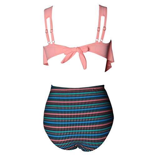 Reciy - Traje de baño para mujer, bikini con top de cuello halter y bragas de talle alto A-10. 44 ES/46 ES