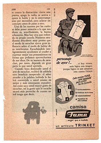 RECORTE DE PRENSA REVISTA O PERIÓDICO PUBLICIDAD RELOJES RELOJ LONGINES Y CAMISA FAMA ANUNCIO VINTAGE
