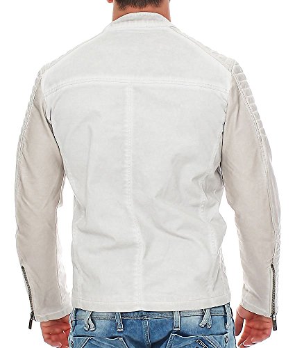 Red Bridge Chaqueta de combinación de Cuero y Jeans Biker para Hombres Beige