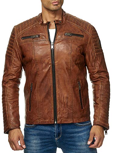 Redbridge - Chaqueta de entretiempo para hombre, piel auténtica, piel sintética, algodón, con zonas acolchadas Dirty marrón – piel sintética. S