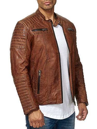 Redbridge - Chaqueta de entretiempo para hombre, piel auténtica, piel sintética, algodón, con zonas acolchadas Dirty marrón – piel sintética. S