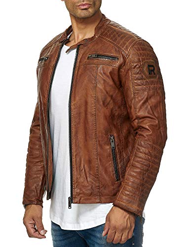 Redbridge - Chaqueta de entretiempo para hombre, piel auténtica, piel sintética, algodón, con zonas acolchadas Dirty marrón – piel sintética. S