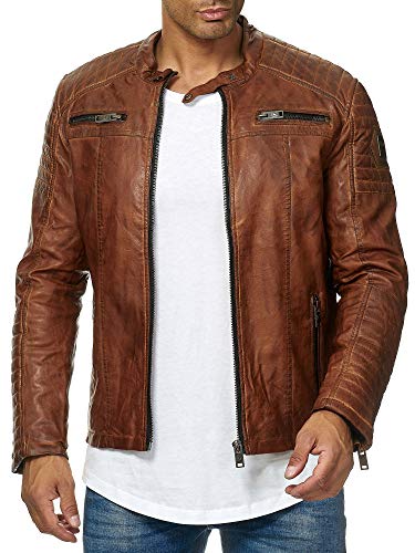 Redbridge - Chaqueta de entretiempo para hombre, piel auténtica, piel sintética, algodón, con zonas acolchadas Dirty marrón – piel sintética. S