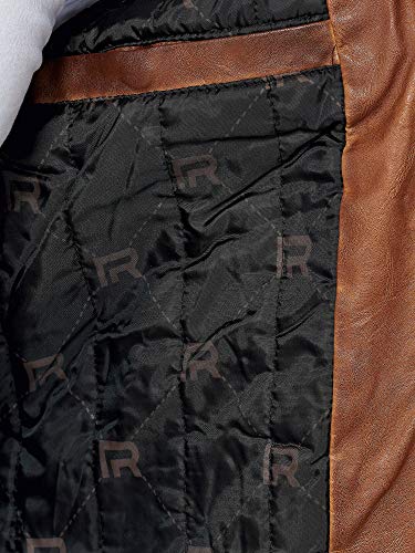 Redbridge - Chaqueta de entretiempo para hombre, piel auténtica, piel sintética, algodón, con zonas acolchadas Dirty marrón – piel sintética. S