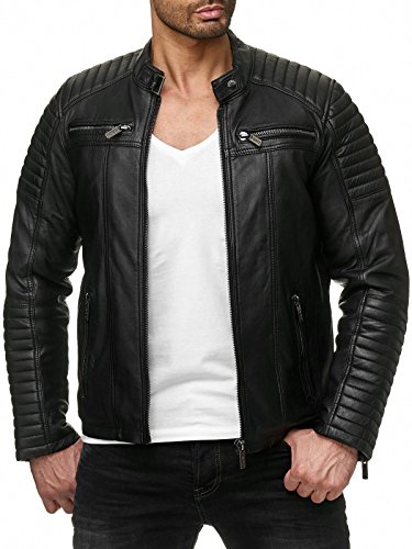 Redbridge Chaqueta de Hombres Cuero Sintético Moda Casual Negro S