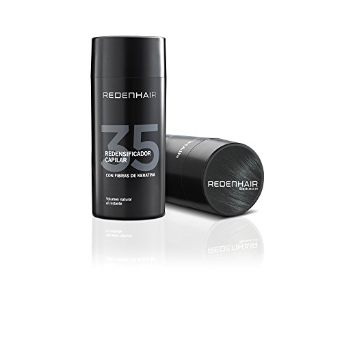 REDENHAIR | Redensificador Capilar | Fibras Capilares | Microfibras Capilares de Queratina | No destiñe | Resistente a Lluvia, Viento y Sudor | Solución Alopecia | Cabello Negro | 23 gr.
