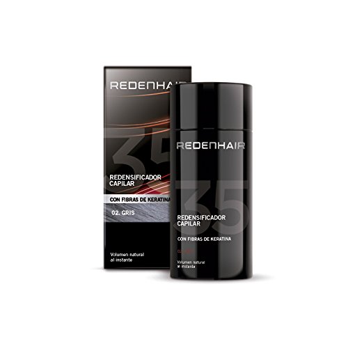 REDENHAIR | Redensificador Capilar | Fibras Capilares | Microfibras Capilares de Queratina | No destiñe | Resistente a Lluvia, Viento y Sudor | Solución Alopecia | Cabello Gris | 23 gr.