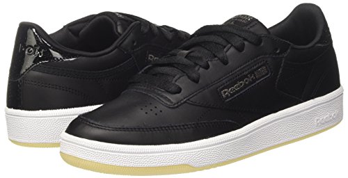Reebok Club C 85 Lthr, Zapatillas de Gimnasia para Mujer, Negro (Pearl-Black/White/Ice), 37.5 EU
