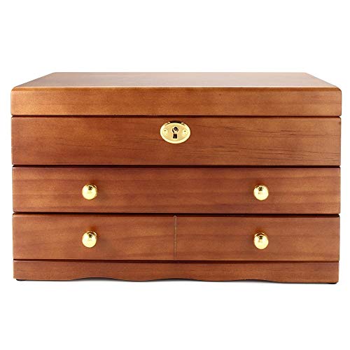 ReedG Exhibición Organizador de Joyasde la Mujer Joyería Grande Capacidad Robusta Caja de 3 Capas de Madera joyería decoración del Dormitorio Joyero del Organizador del Almacenaje