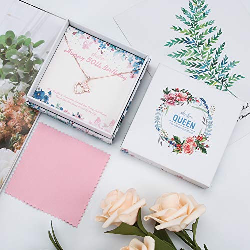 Regalo de 50 cumpleaños para mujer – Corona de plata de ley 925 con corazón para mujer, 50 años de edad, regalos de cumpleaños para mujeres, regalos divertidos de 50 cumpleaños para mujer