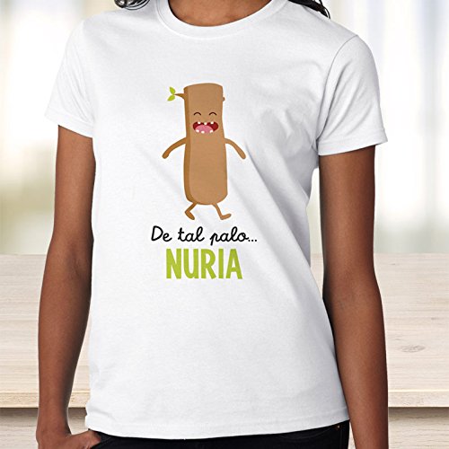 Regalo Personalizable para Madres: Pack de Camiseta para mamá + Camiseta para Hijo/a o Body para bebé 'De Tal Palo. Tal Astilla' Personalizados con Sus Nombres