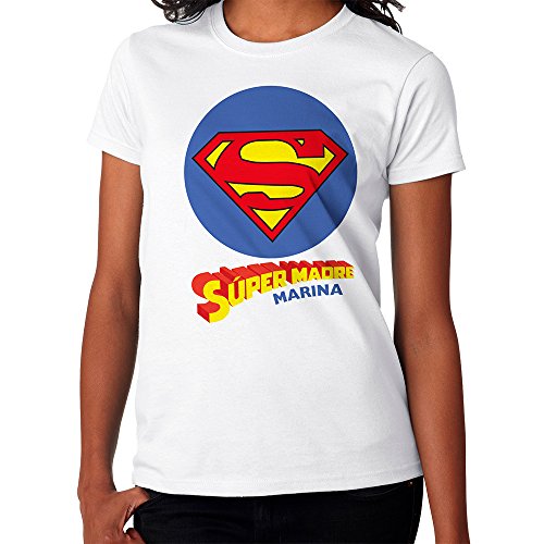 Regalo Personalizado para Madres: Pack de Camiseta Super mamá y Super Hijo, Camiseta para mamá y para Hijo/a Personalizado con Sus Nombres