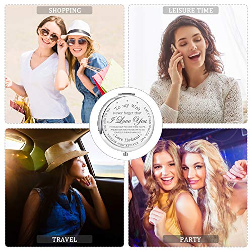 Regalos para Aniversario de Esposa, para Mi Esposa Regalo para Ella, Espejo Compacto de Cumpleaños Grabado, Rregalos Románticos para Bodas, San Valentín, Navidad (para Mi Esposa)