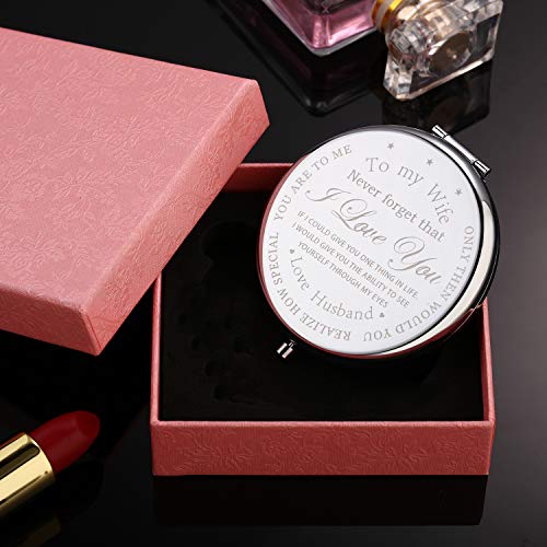 Regalos para Aniversario de Esposa, para Mi Esposa Regalo para Ella, Espejo Compacto de Cumpleaños Grabado, Rregalos Románticos para Bodas, San Valentín, Navidad (para Mi Esposa)
