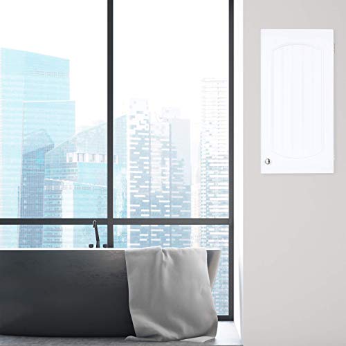 Relaxdays Armario de Pared para baño, Mueble Flotante, Diseño de láminas, Dos baldas, MDF, 60x30x20,5 cm, 1 Ud, Blanco, 60x30x20.5 cm