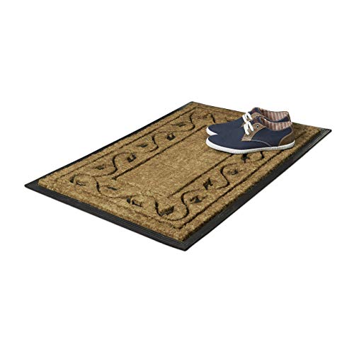 Relaxdays – Felpudo Decorativo para la Entrada del hogar, 2 x 90 x 60 cm, Fibra de Coco y PVC, Antideslizante, Color Natural