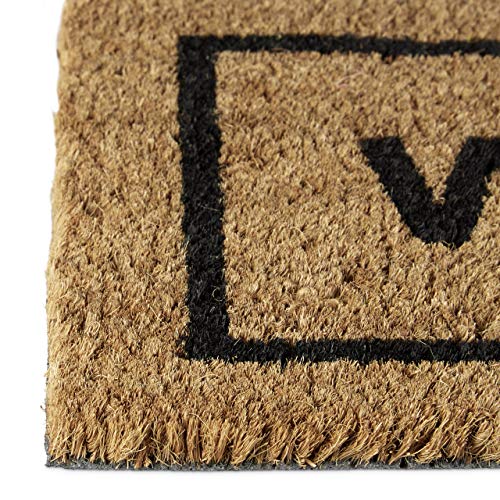 Relaxdays – Felpudo Welcome para la Entrada de su hogar Hecho de Fibras de Coco y PVC con Medidas 75 x 25 cm Antideslizante Elemento Decorativo, Color Natural
