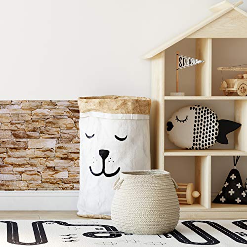 relaxdays Paneles Pared Autoadhesivos, Pack de 5, Imitación Piedra 3D, Revestimiento Decorativo, PVC, 50 x 50 cm, Marrón, 54 x 50 cm