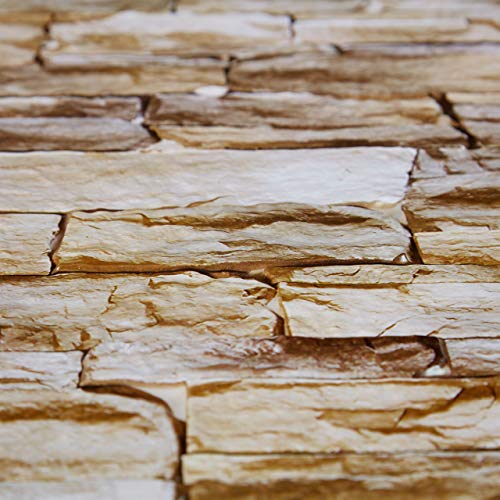 relaxdays Paneles Pared Autoadhesivos, Pack de 5, Imitación Piedra 3D, Revestimiento Decorativo, PVC, 50 x 50 cm, Marrón, 54 x 50 cm