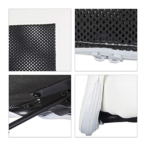 Relaxdays Silla Oficina Ergonómica Transpirable, Piel Sintética, Blanco, 102 x 55 x 55 cm