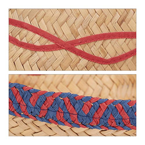 Relaxdays-Sombrero Mexicano, Gorro Fiesta, Accesorio Disfraz Mejicano, Cinta para la Barbilla, Paja, 1 Ud, 18 x 44 x 48 cm, Beige, color, talla única (10021527)