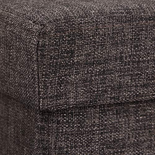 Relaxdays Taburete plegable, Reposapiés, Lino, 38x38x38 cm, Marrón