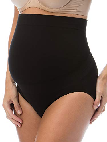 RelaxMaternity 5100 (Negro, M) Bragas de algodón premamá con Soporte Abdominal, Faja de Maternidad